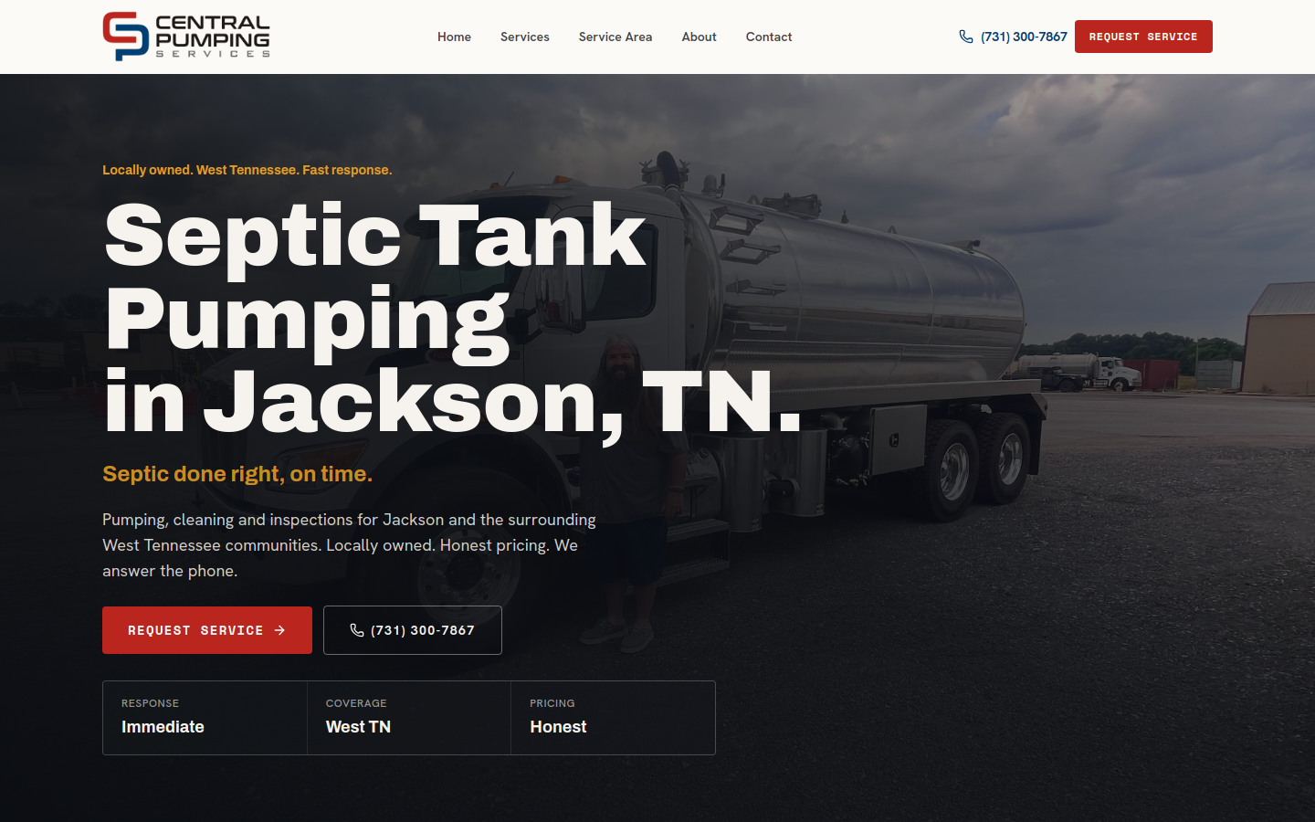 Central Pumping Services website